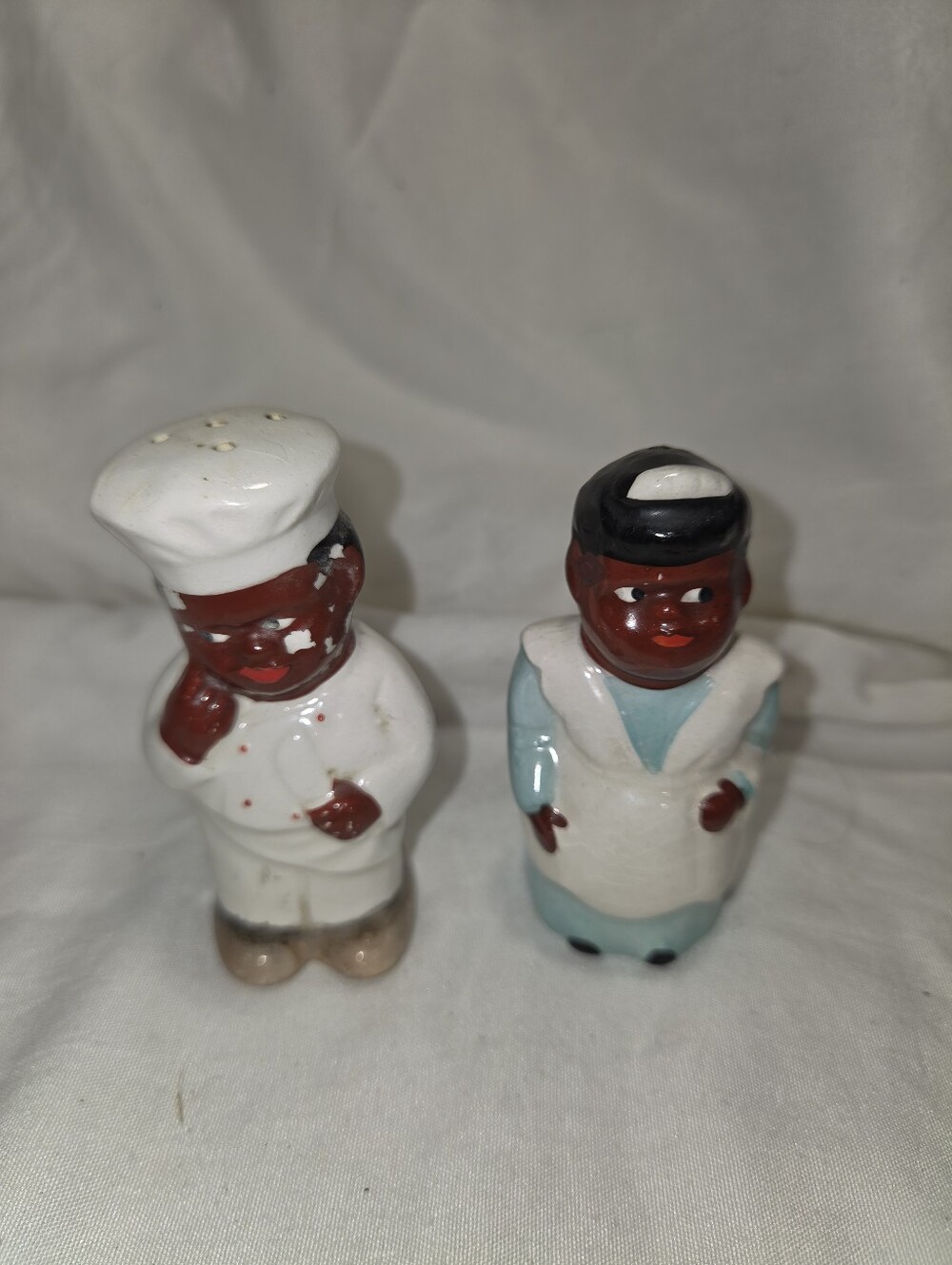 Vintage Collectable Mammy And Chef Ceramic Salt & Pepper Shakers